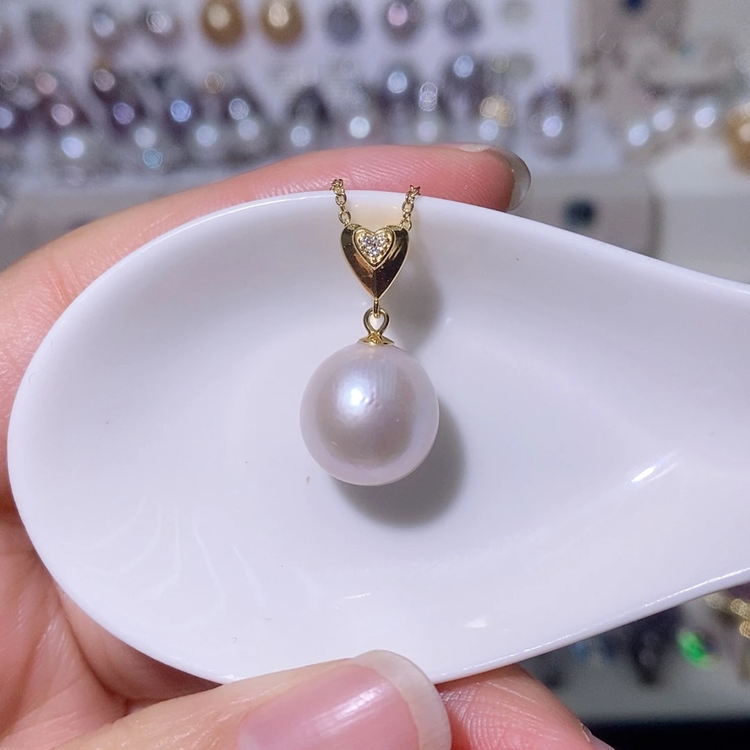 淡水珍珠吊坠(赠链)银S925镶嵌尺寸11/12毫米