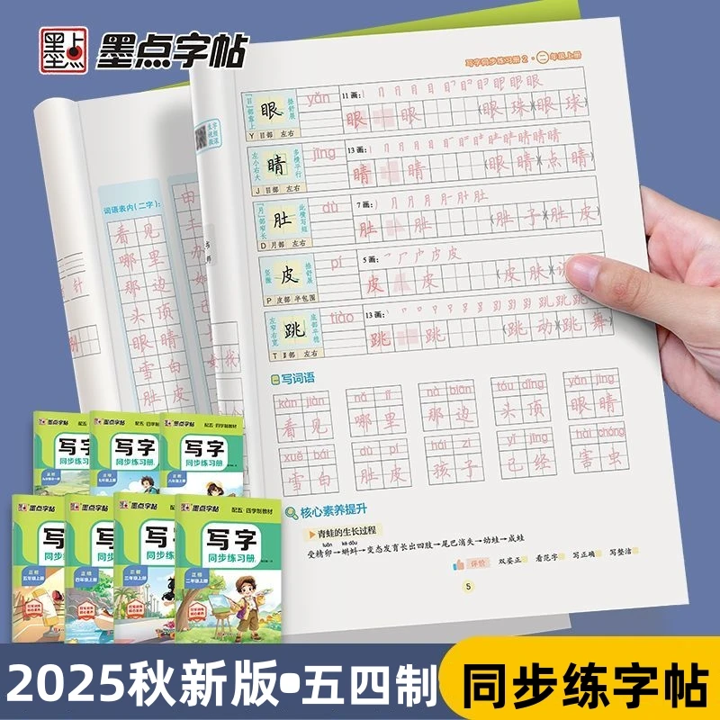 山东五四制语文字帖一二三四五六年级上下册语文同步课本描红本