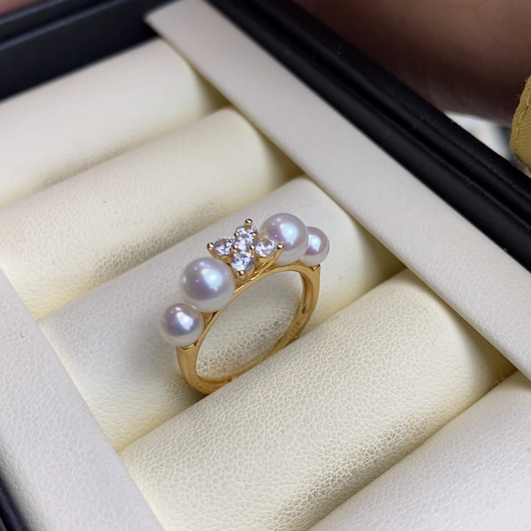 淡水珍珠戒指银S925镀金镶嵌