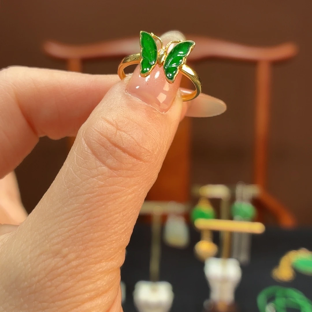 黄***文翡翠18K金镶嵌戒指戒指