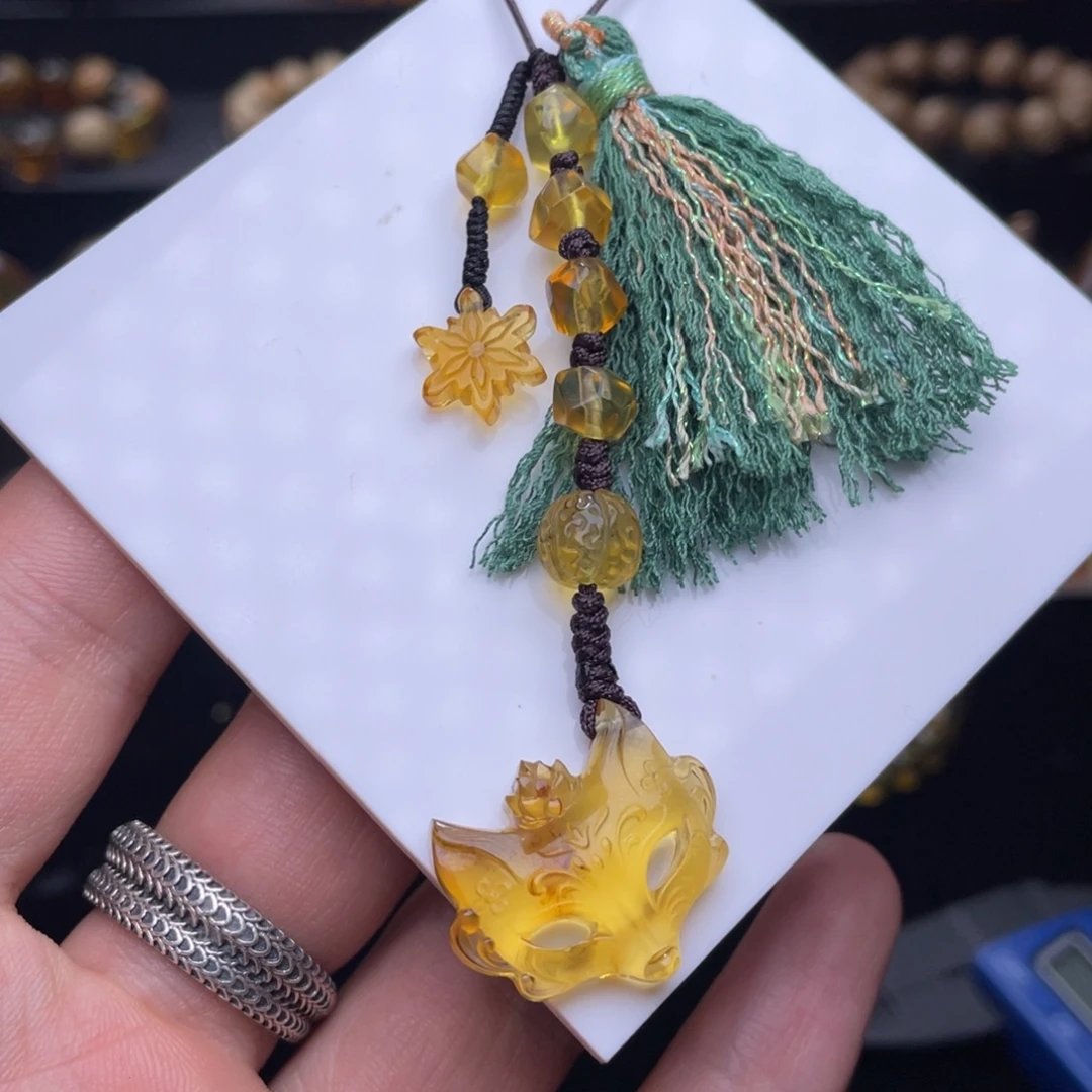 琥珀未镶嵌颈饰手机挂