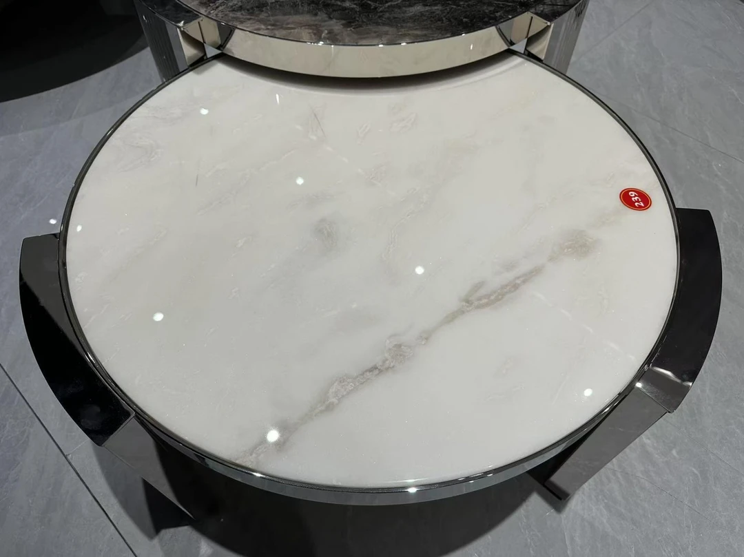 天然大理石奢石芬迪白茶几