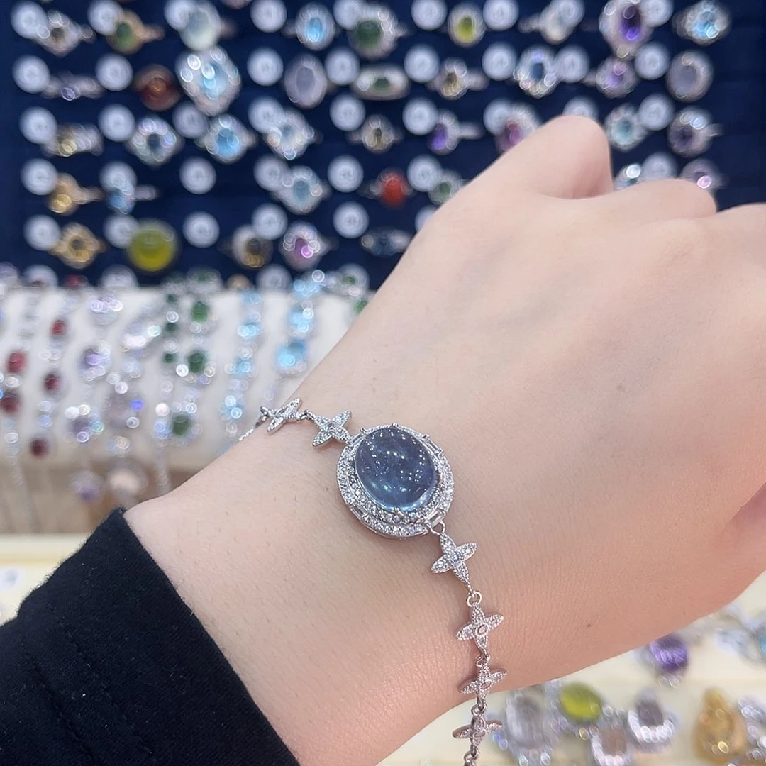 岫玉银S925镶嵌手链阿**