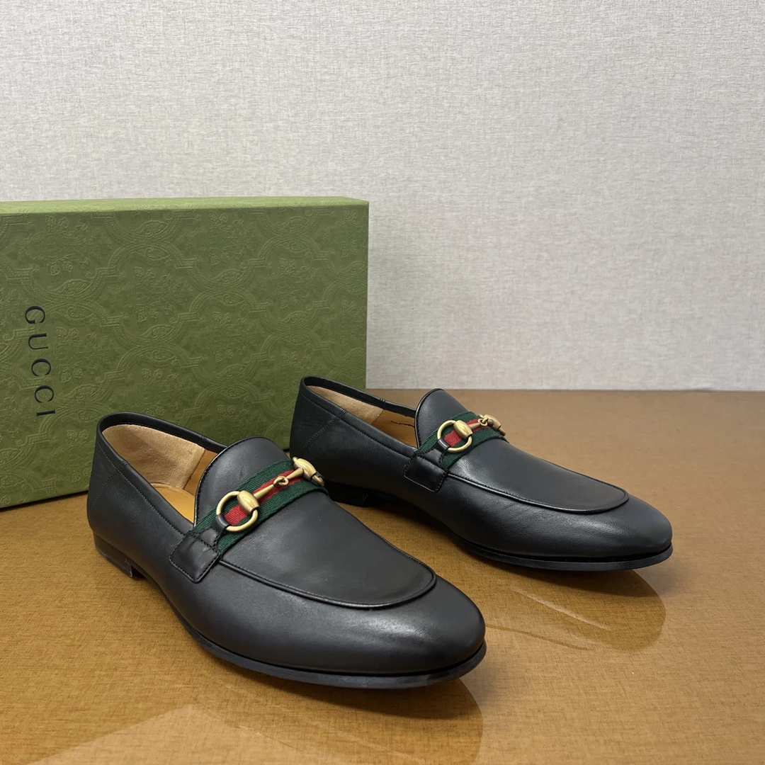 未使用 GUCCI/古驰 黑色经典马衔扣皮鞋 MEA30141