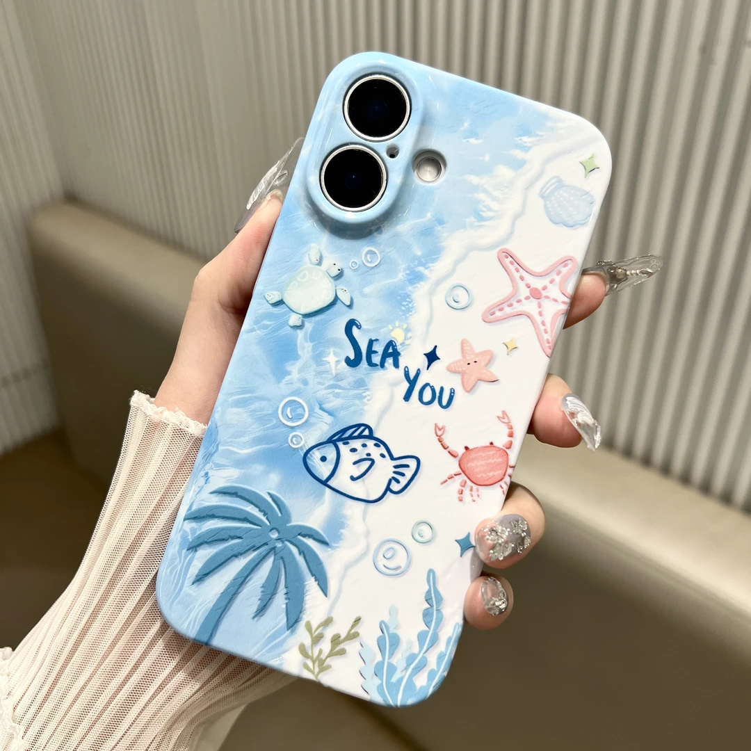 蓝色海洋新款适用苹果16/华为Pura70/OPPO/vivo/小米菲林手机壳