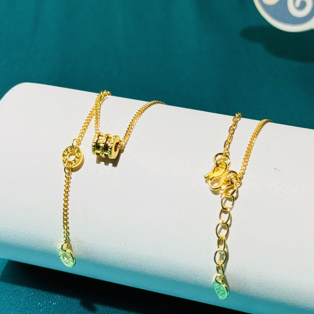 黄金足金999时尚小蛮腰AB链圆饼流苏项链