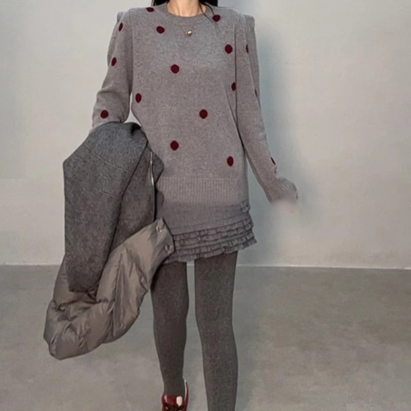 FIZZFLY | 设计师品牌 24秋冬 波点 圆领 套头 100%羊绒衫