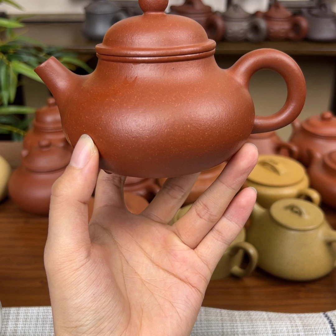 茶壶紫砂紫砂壶荣天红降坡300cc微瑕