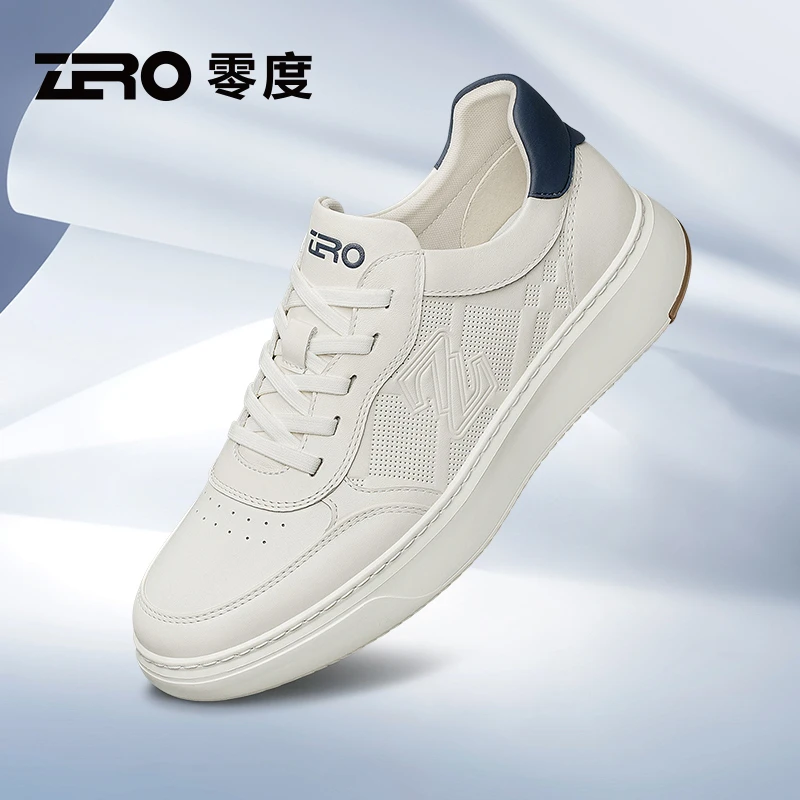 【欧若假日风】零度板鞋2025春真皮冲孔透气运动鞋百搭小白鞋休闲男