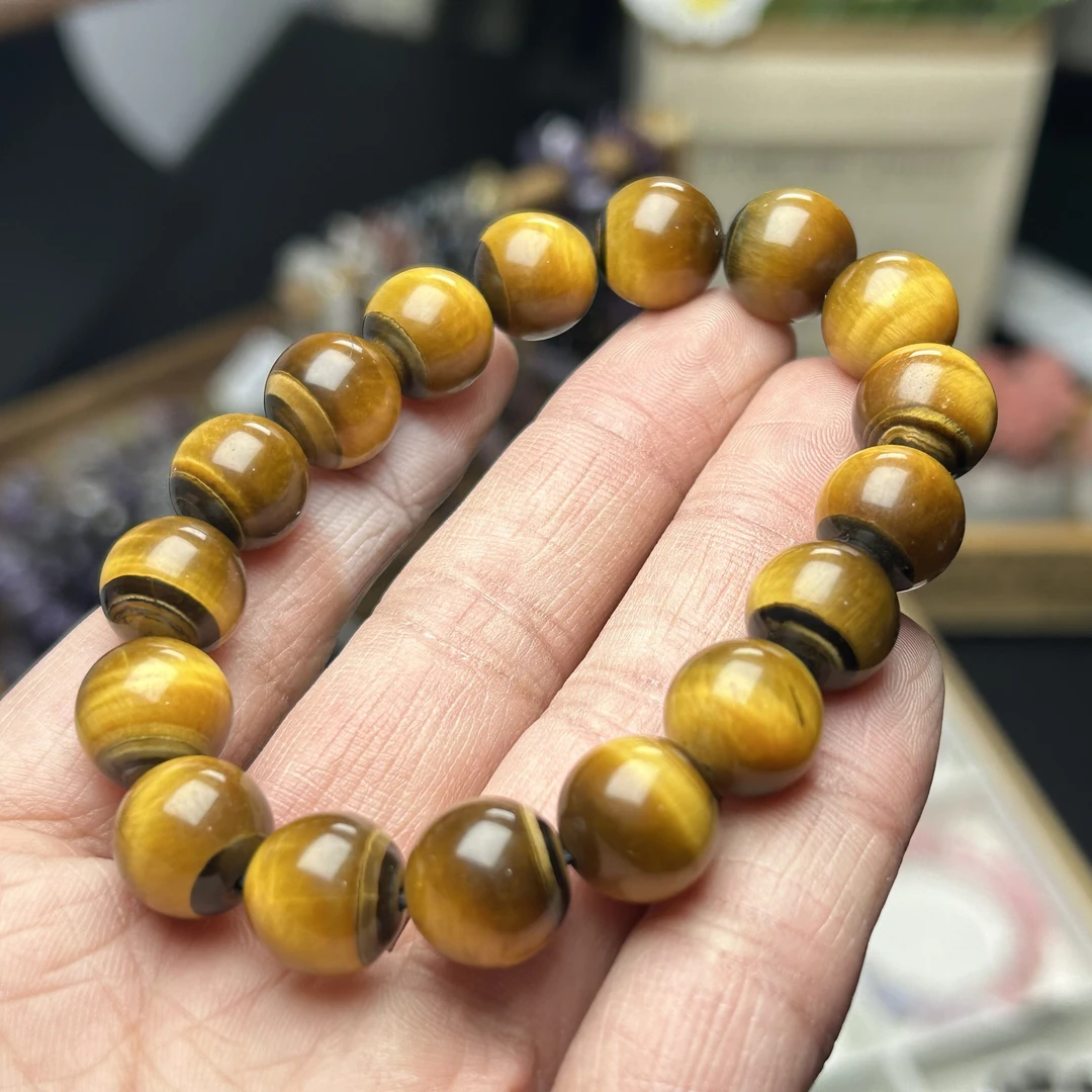 11mm天然黄虎眼石手链黄色猫眼石手串