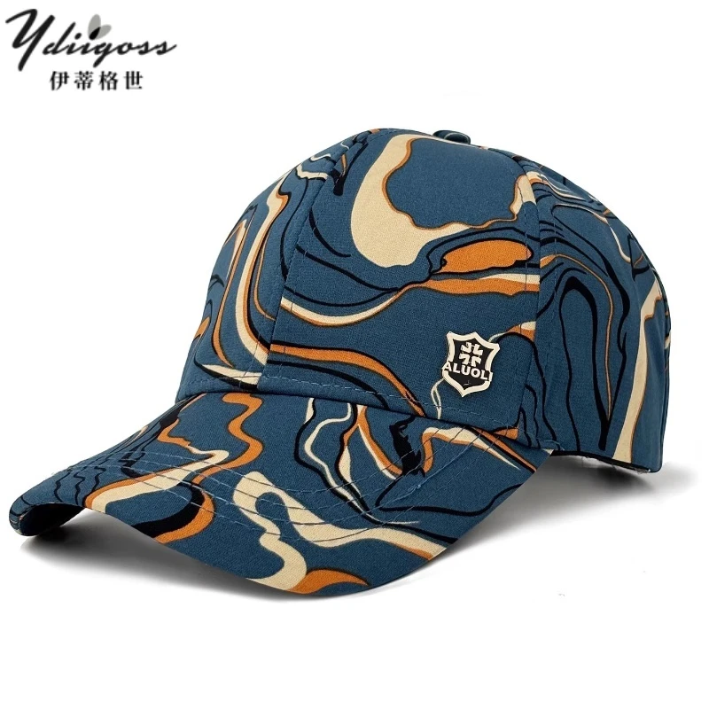 YDIIGOSS棒球帽条纹涂鸦宽帽檐显脸小防紫外线出行防晒遮阳鸭舌帽