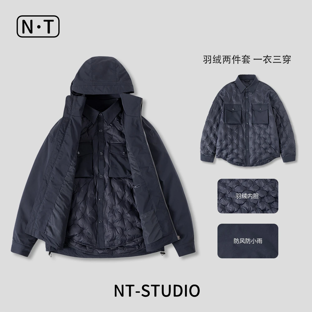 冬季户外机能风三合一90白鸭绒可拆卸内胆羽绒服3557