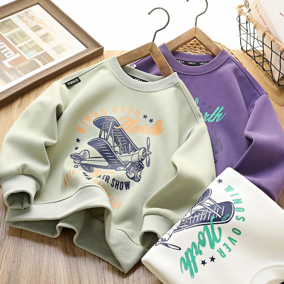 儿童圆领衫卫衣春装新款儿童印花帅气打底衫长袖男孩运动上衣6712