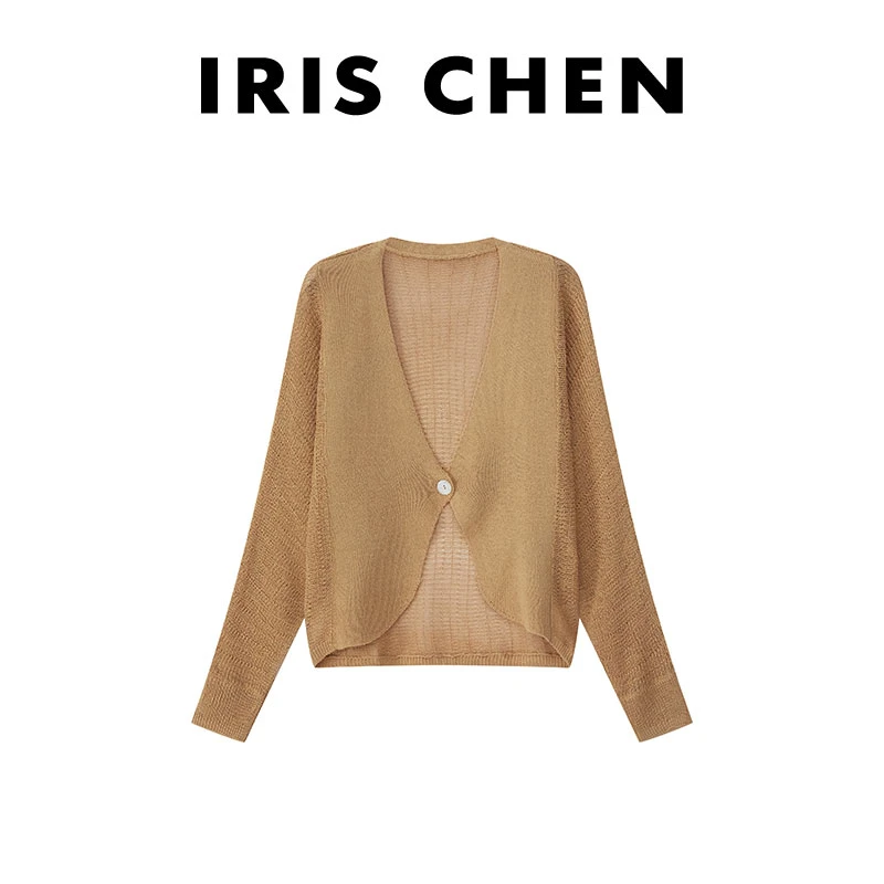 现货IRIS CHEN 飞行开衫 2025春夏上新天丝亚麻一粒扣针织25WT237