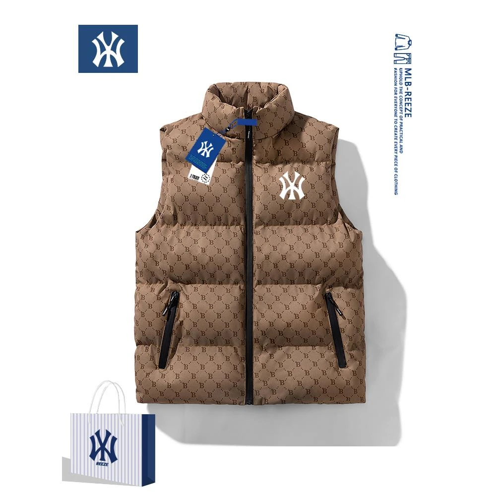 冬季棉马甲男女秋冬季潮满印无袖背心宽松百搭立领棉服外套