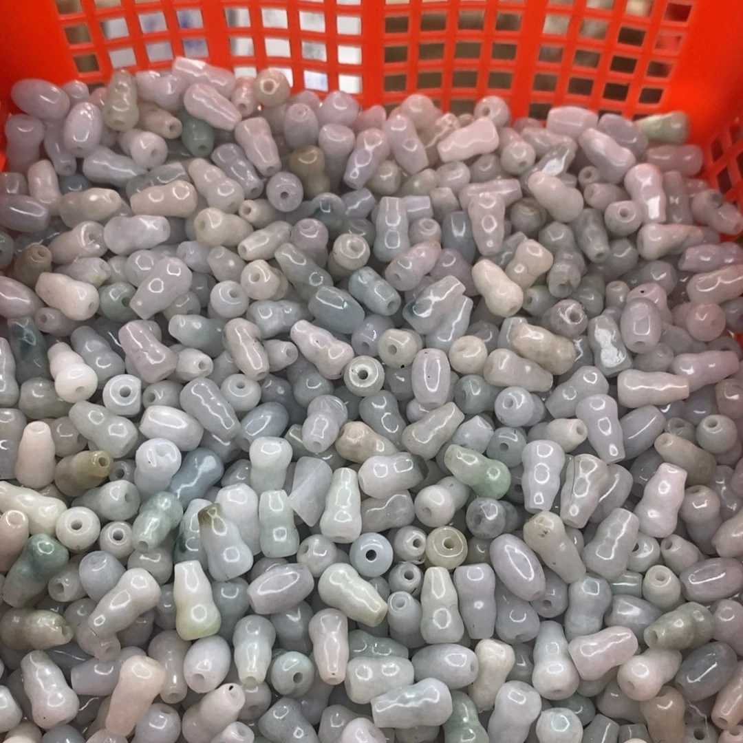 未镶嵌手链石英质玉小葫芦（10x8）/桶珠（8x6）100颗