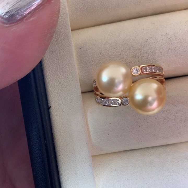 银S925镶嵌戒指海水珍珠