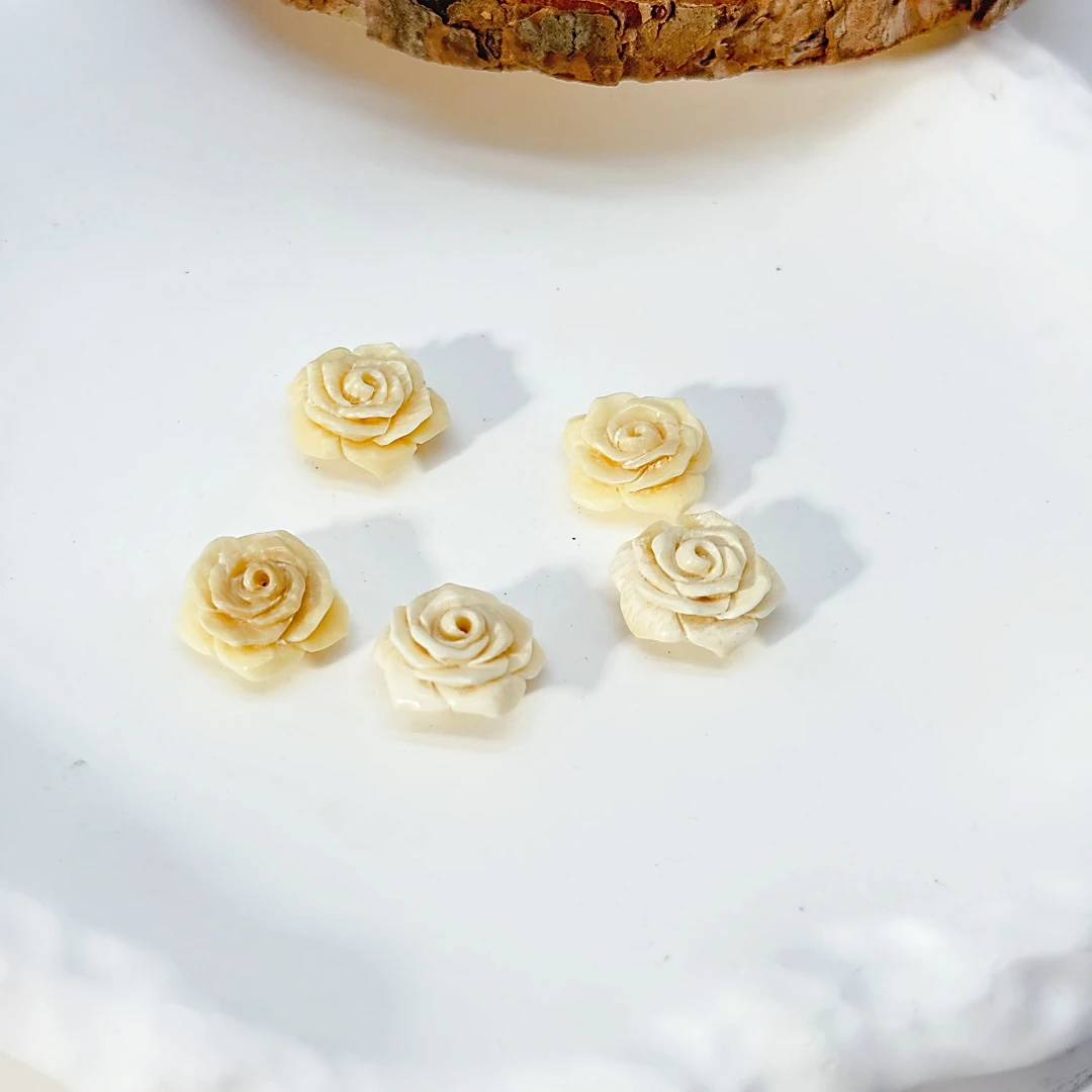 皇城猛犸天然猛犸象牙大号玫瑰花文玩配饰吊坠顶珠腰珠侧挂手串