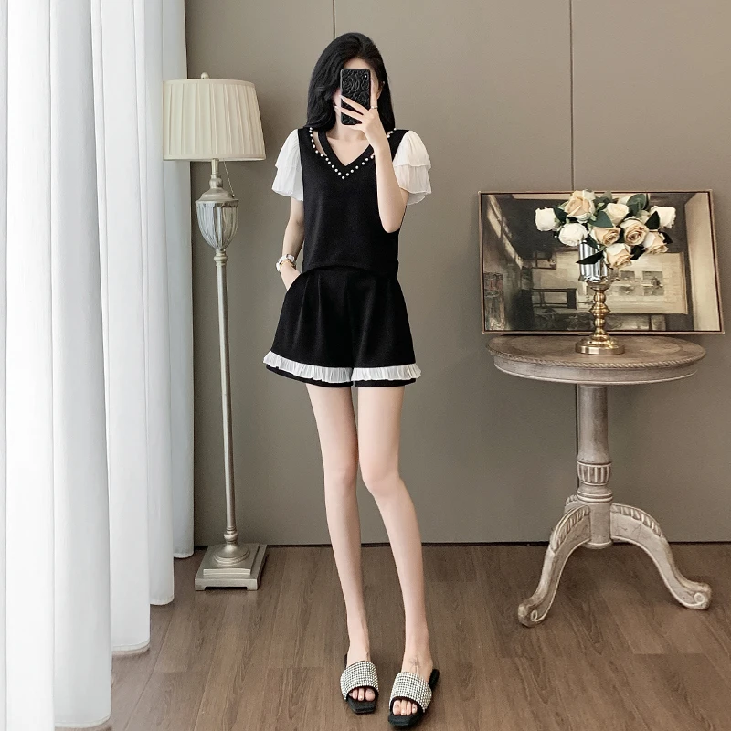 2025夏季新款巨好看的夏日女装短袖短裤休闲套装轻奢高级感女人味