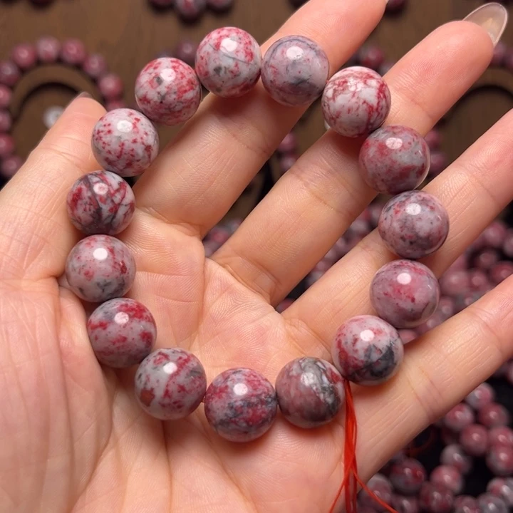 天然辰砂原石手串卡13+