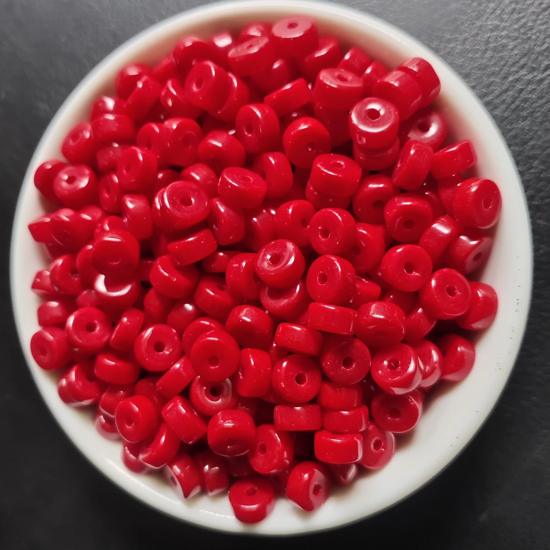 【散珠批发】W3023高品锦红直切算盘6*3MM*50颗