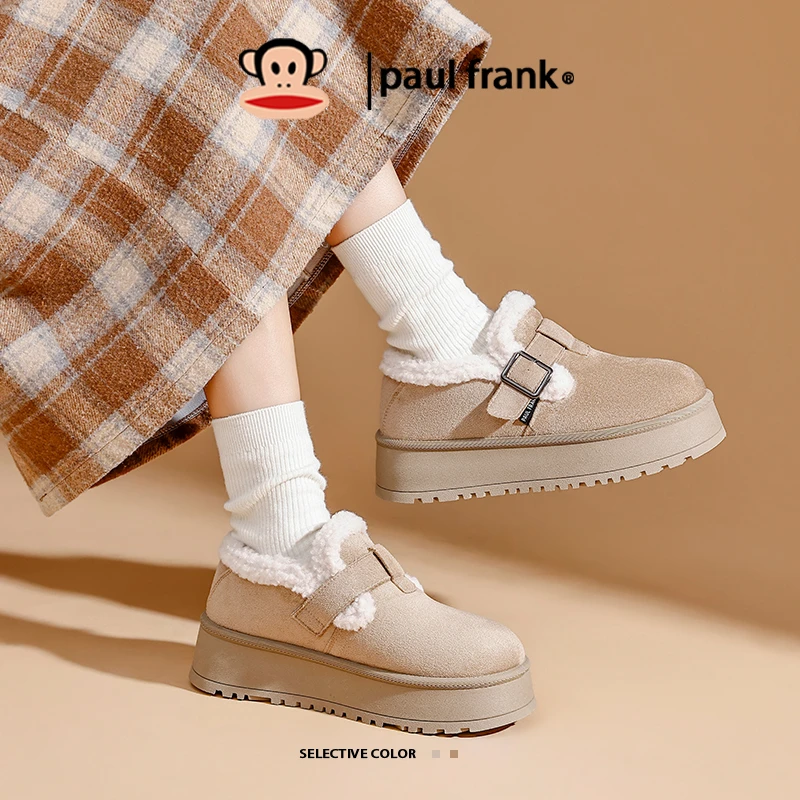 大嘴猴小个子加绒保暖女鞋冬季新款勃肯鞋厚底增高百搭时尚休闲鞋