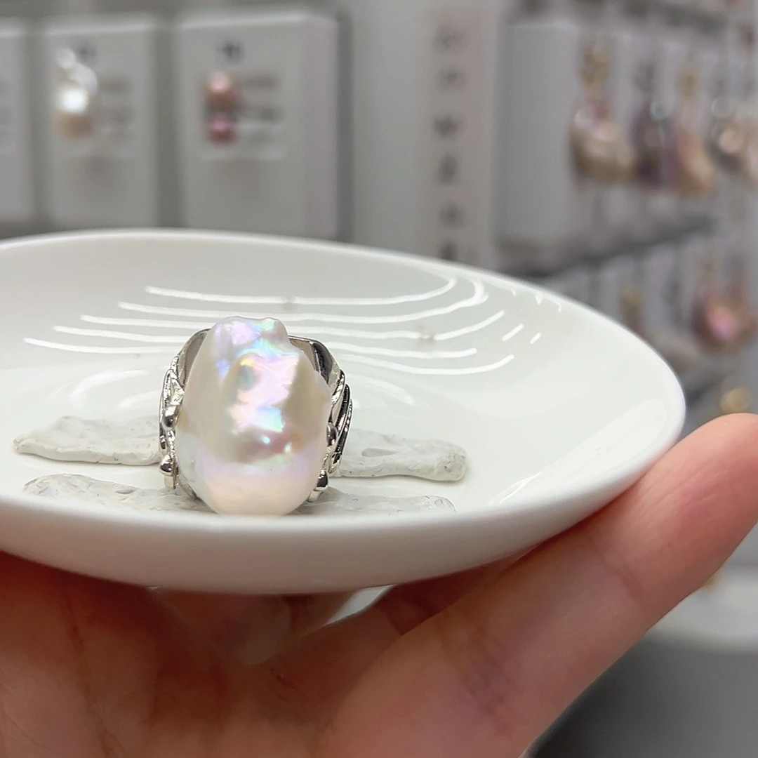 心***梁耳饰淡水珍珠银S925镶嵌