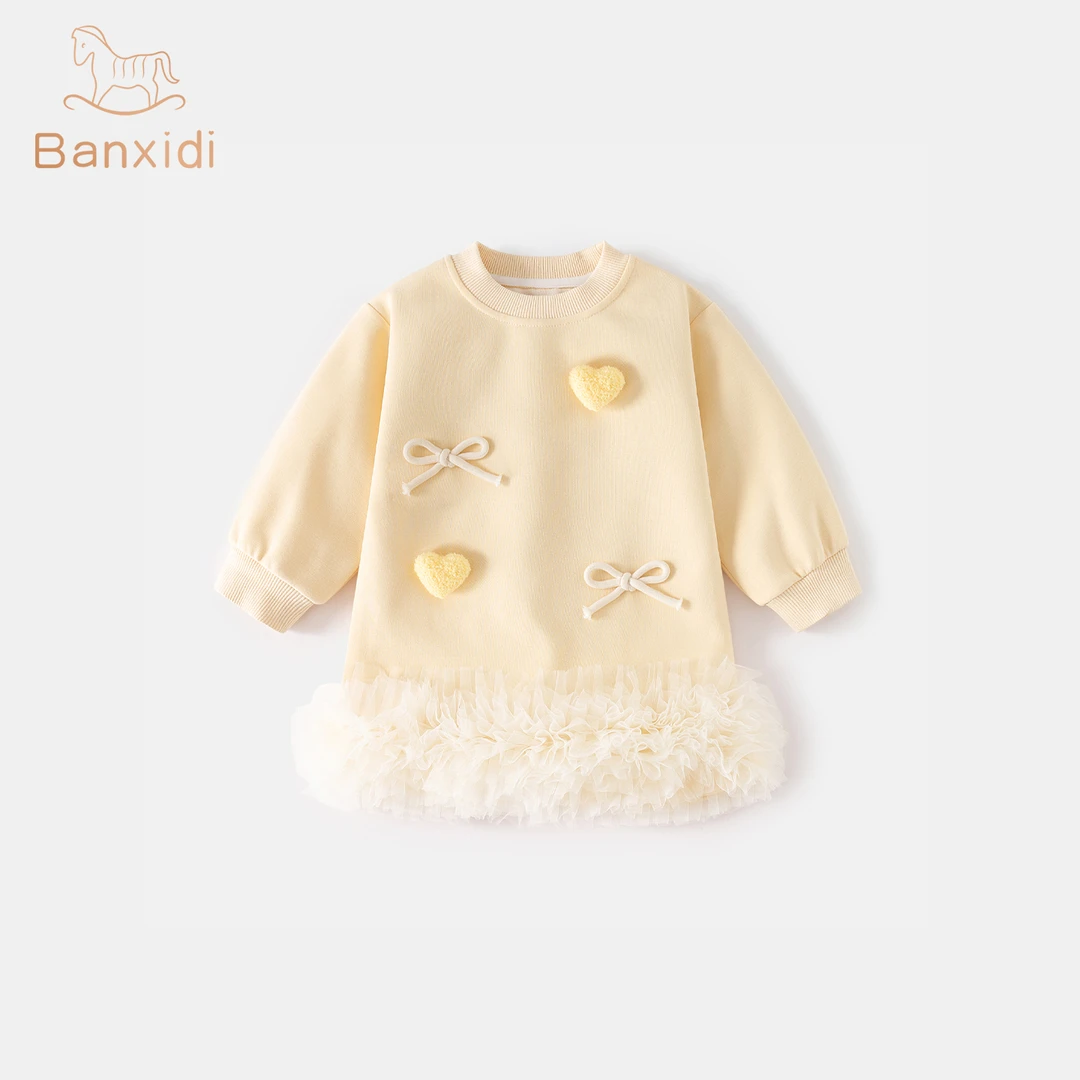 班喜迪女童连衣裙冬新款洋气儿童裙子宝宝公主裙秋冬季网纱卫衣裙