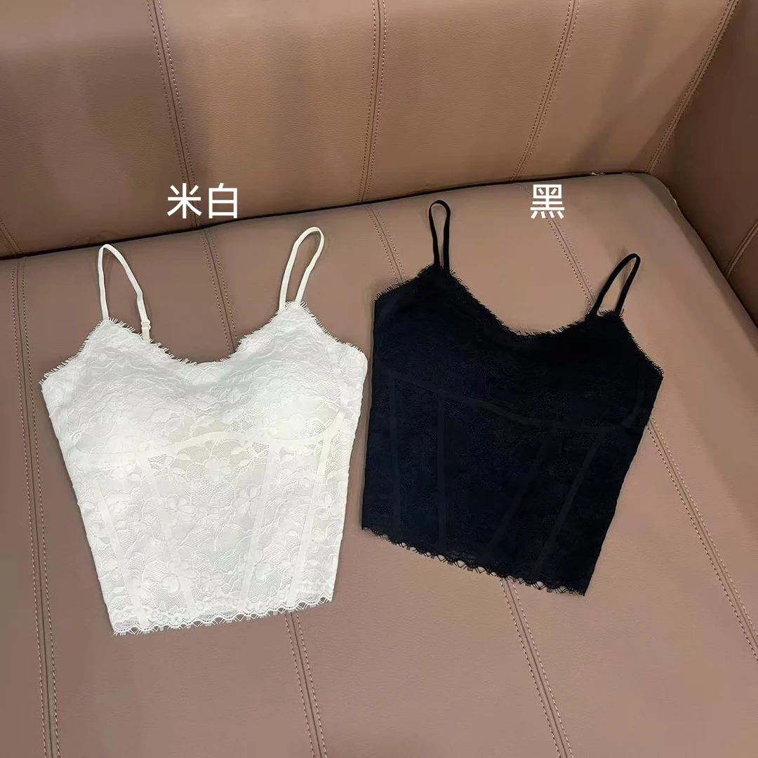 DACPAN-“婷婷美女”睫毛蕾丝内搭小上衣胸垫不可拆2025/盼·PP 5070