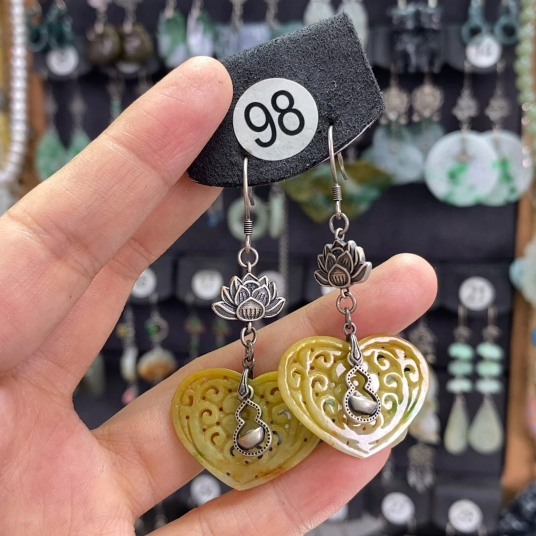 娟***翡翠银S925镶嵌耳饰X07