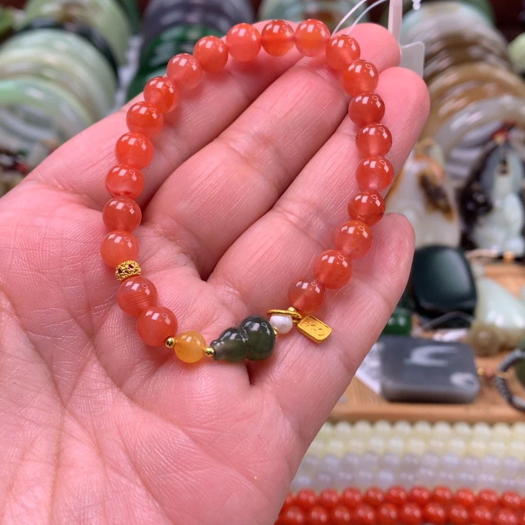 南红玛瑙未镶嵌手链卡0.7