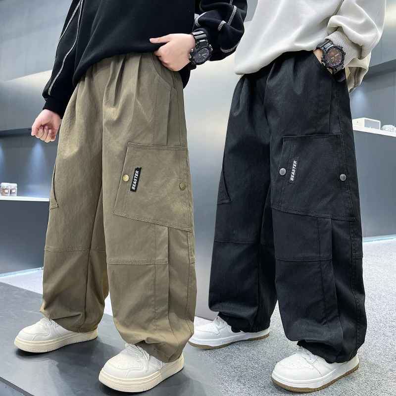 男童工装裤春秋款2025新款儿童洋气休闲裤子中大童帅气青少年男孩