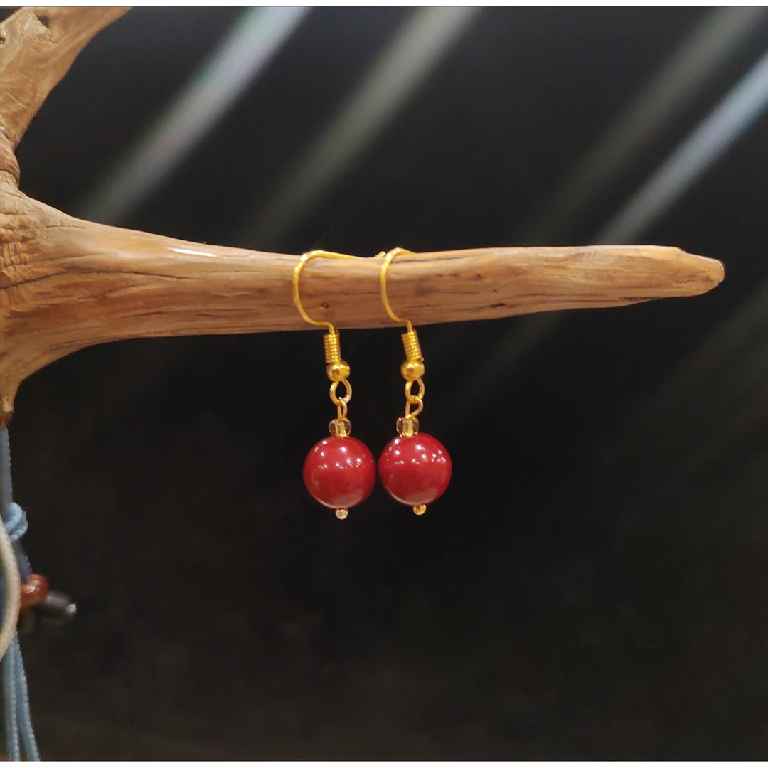 天然辰砂【佑恩专属】紫金砂国潮国风耳饰