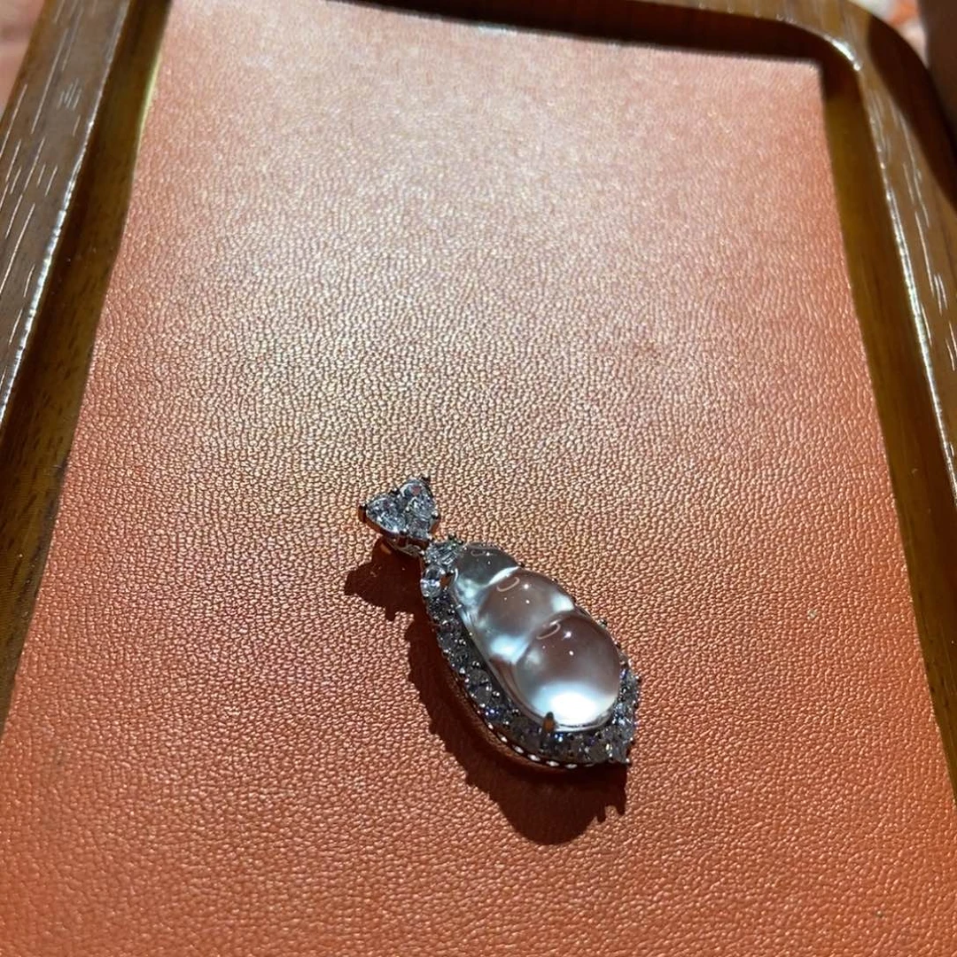 原***著石英质玉银S925镶嵌颈饰