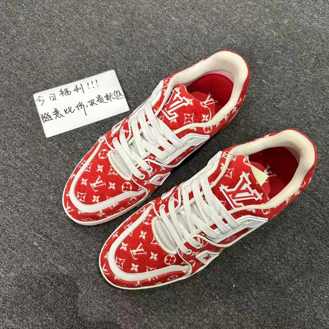 未使用 LouisVuitton/路易威登 【今日捡漏】白红植绒面trainer奢鞋