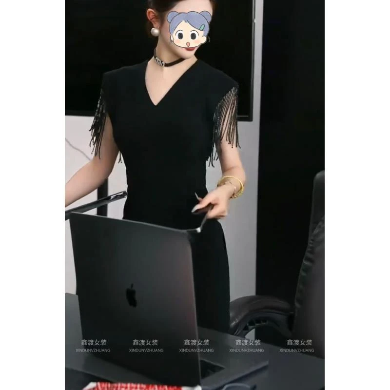 E361夏季新款时尚显瘦气质女士网红洋气连衣裙中长款性感百搭款