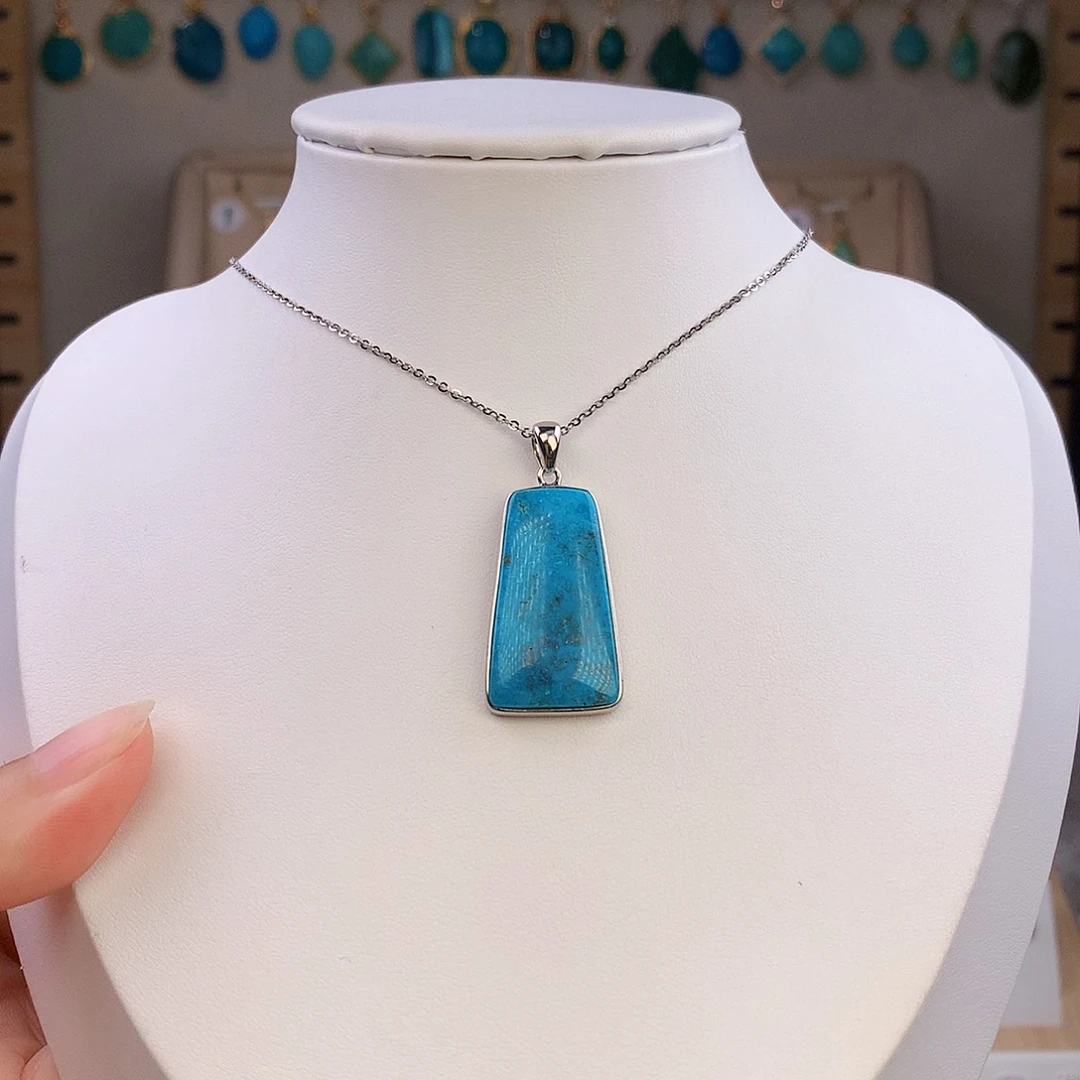 绿松石银S925镶嵌颈饰