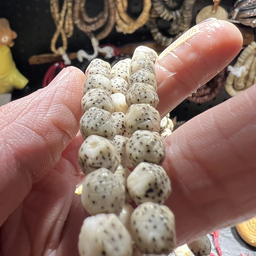 手工雕刻肌理星月 天然原生态手工雕刻星月菩提 108长串脖挂