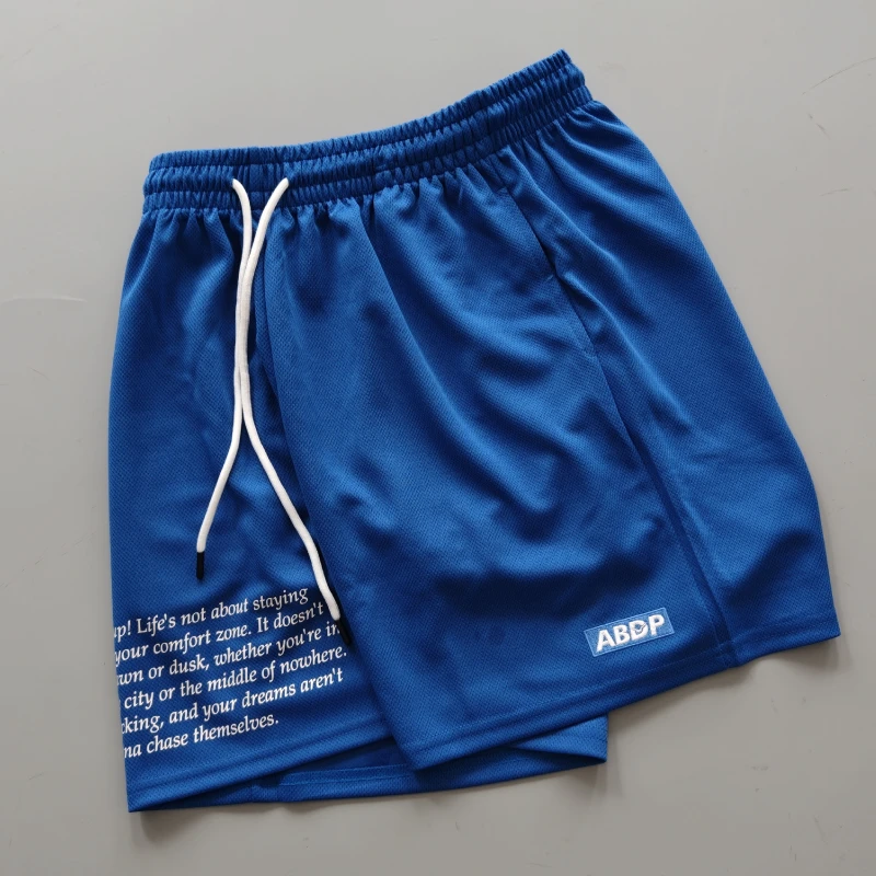 ABDP夏季男士短裤美式运动休闲篮球健身街头刺绣印花4分不过膝