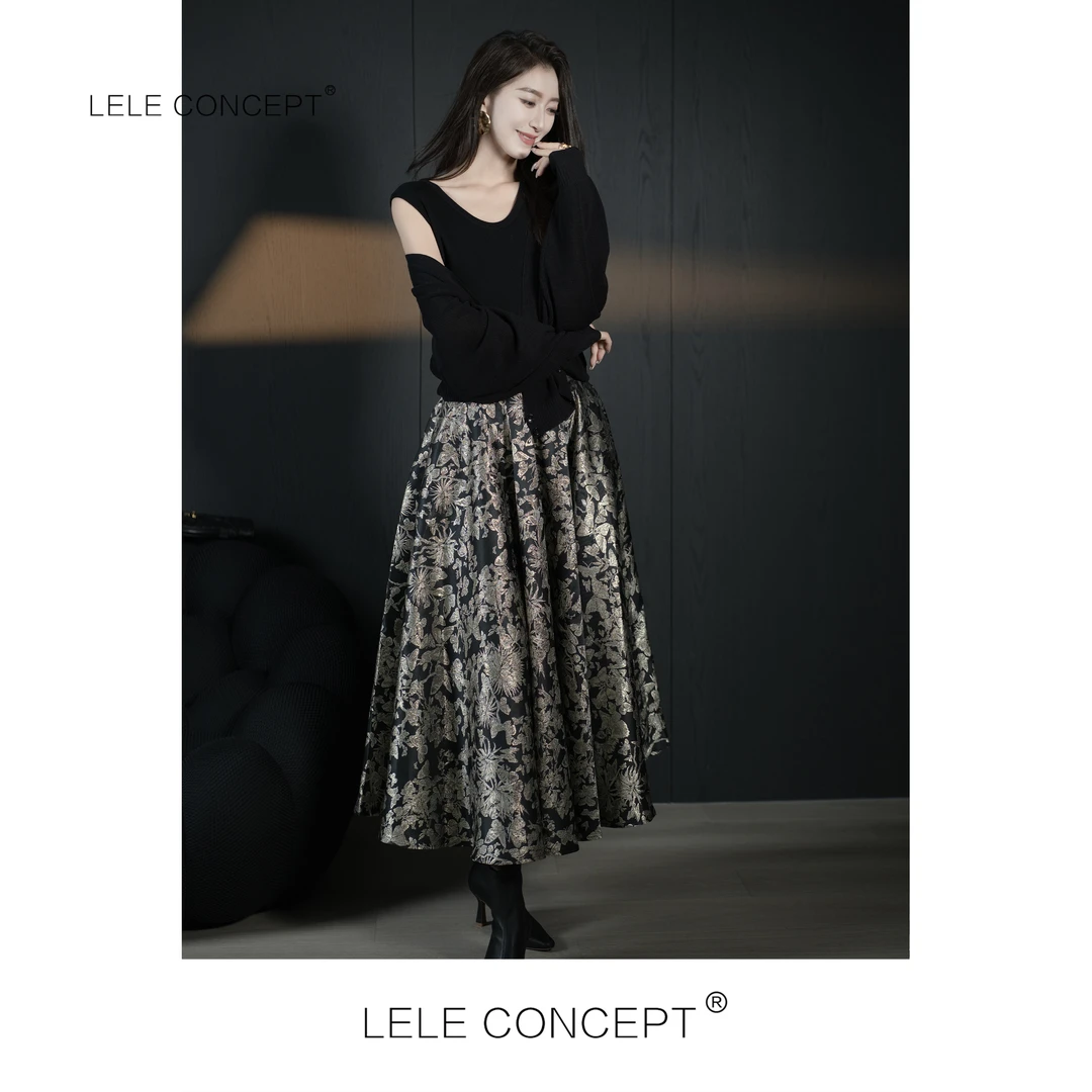 LELE CONCEPT |「夭夭」半身裙碎花气质两色半身裙Q0391