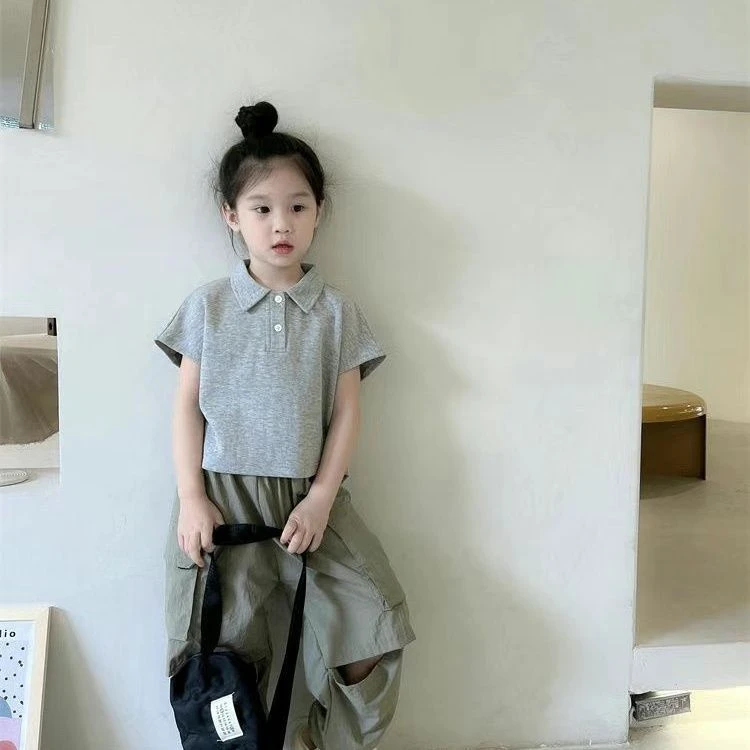 女童夏季新款百搭短款翻领Polo衫儿童宝宝夏装洋气纯棉T恤上衣潮