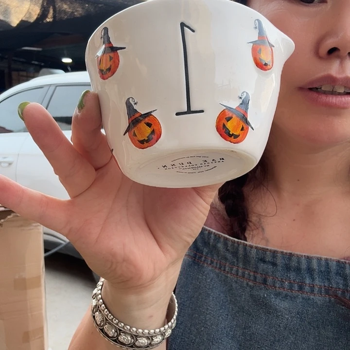 外贸尾单高温陶瓷微瑕南瓜量杯