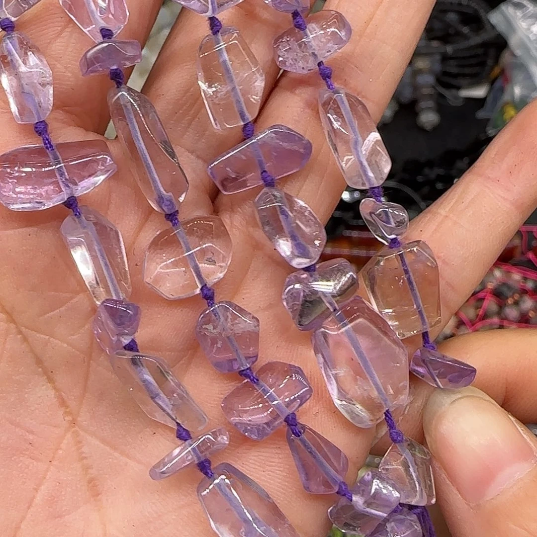 玛瑙/玉髓合金珠宝半成品紫黄晶横竖款6-8mm一条