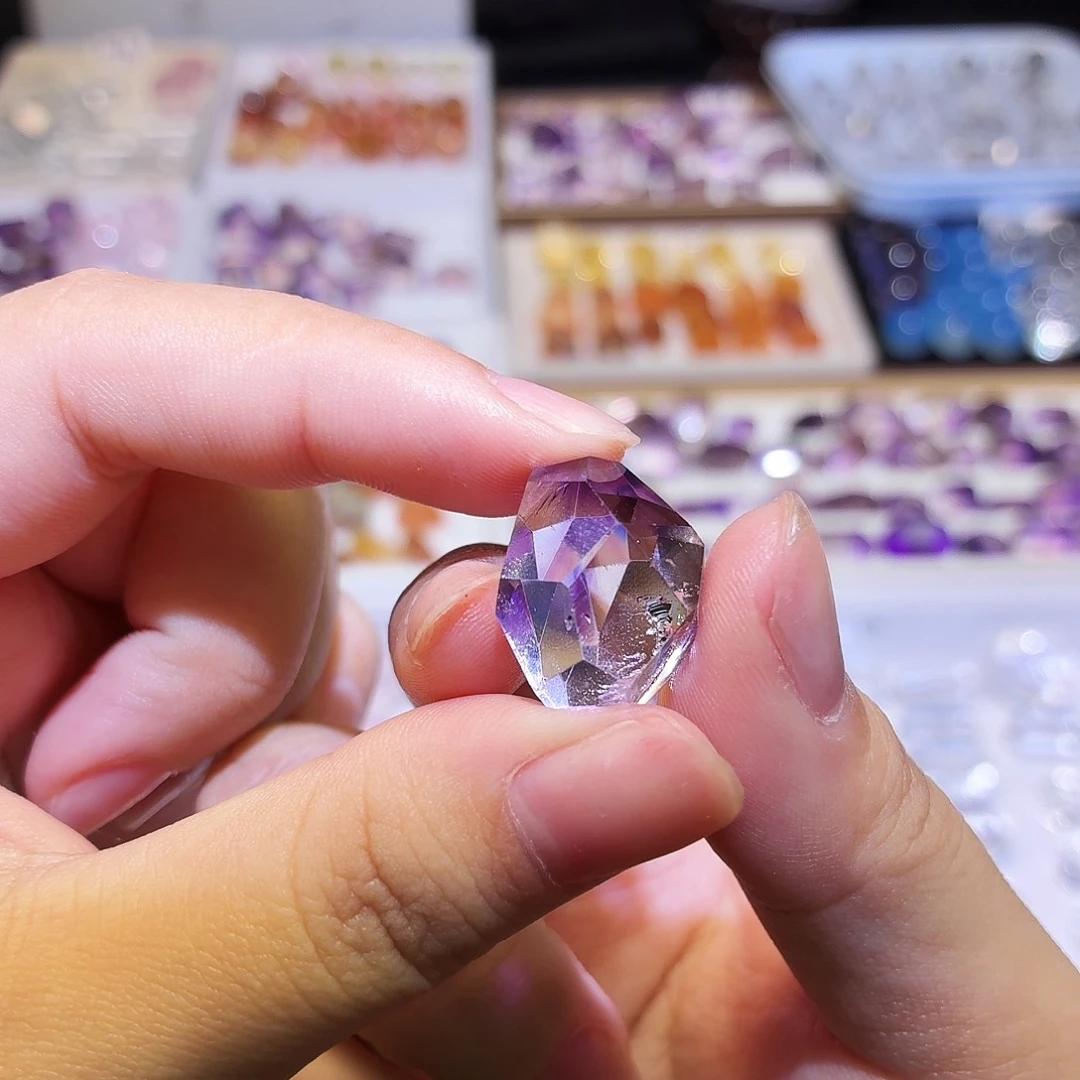 水晶未镶嵌吊坠(不含链)紫超七 随形 打孔定制 不退换