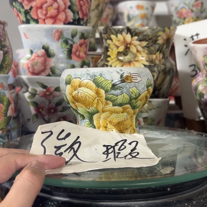景德镇手绘花盆满38包邮偏远地区除外
