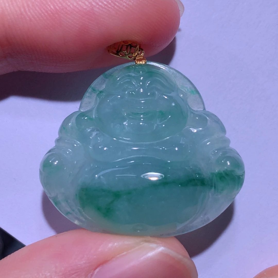 翡翠颈饰18K金镶嵌佛公