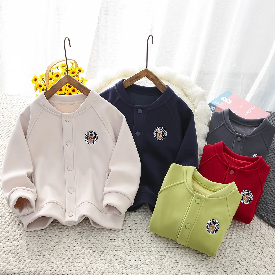 【林林夫妇】男童加绒外套秋冬装棒球服新立领夹克衫秋冬fx24404 H