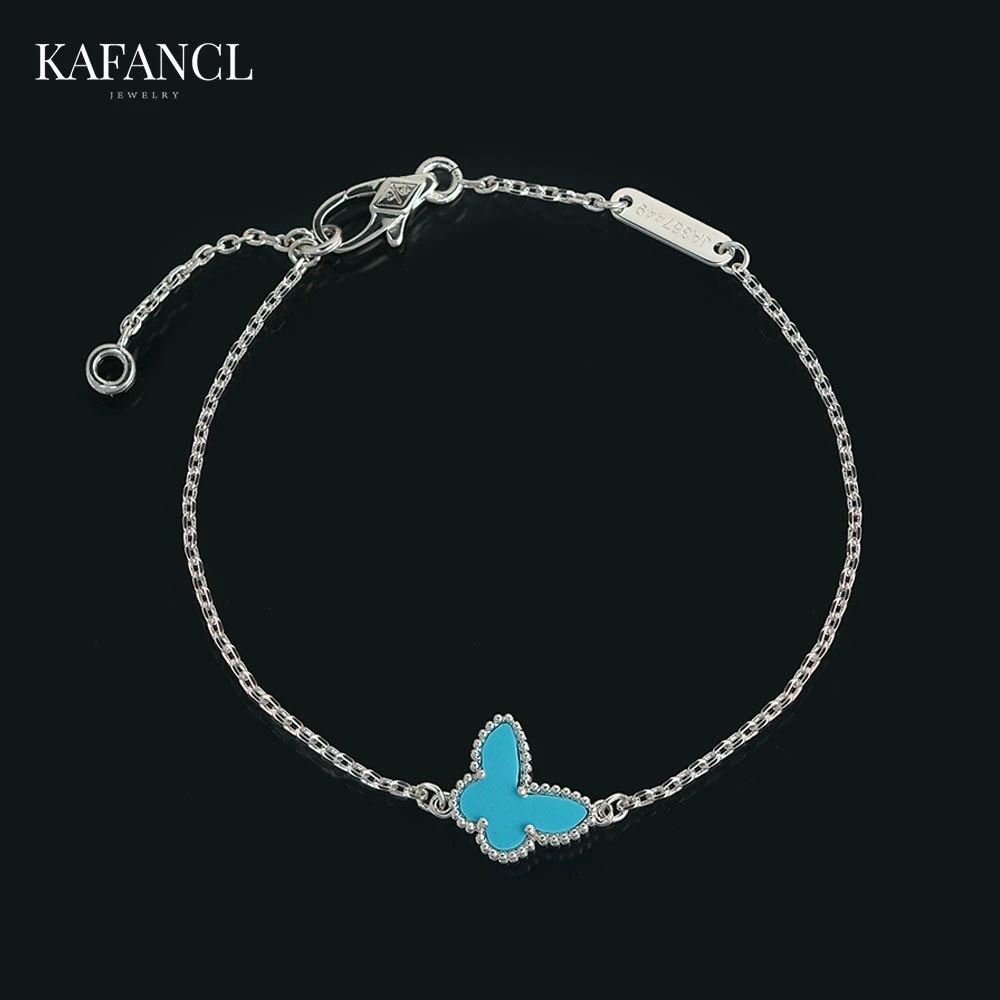 925银手链 镀K金 气质百搭银蓝色小巧蝴蝶手链 ZF-C67