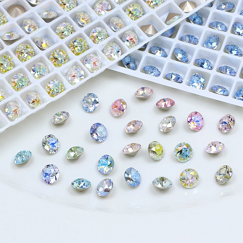 东洲水晶尖底圆钻6mm圆尖美甲钻饰品美甲贴钻穿戴甲堆钻球diy饰品