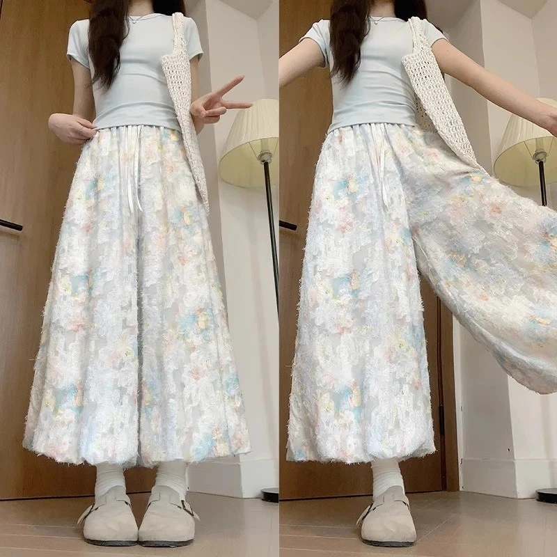 【早拍早发+运补8米】2025新款甜美莫奈花园碎花蓬蓬裙花苞裙裤
